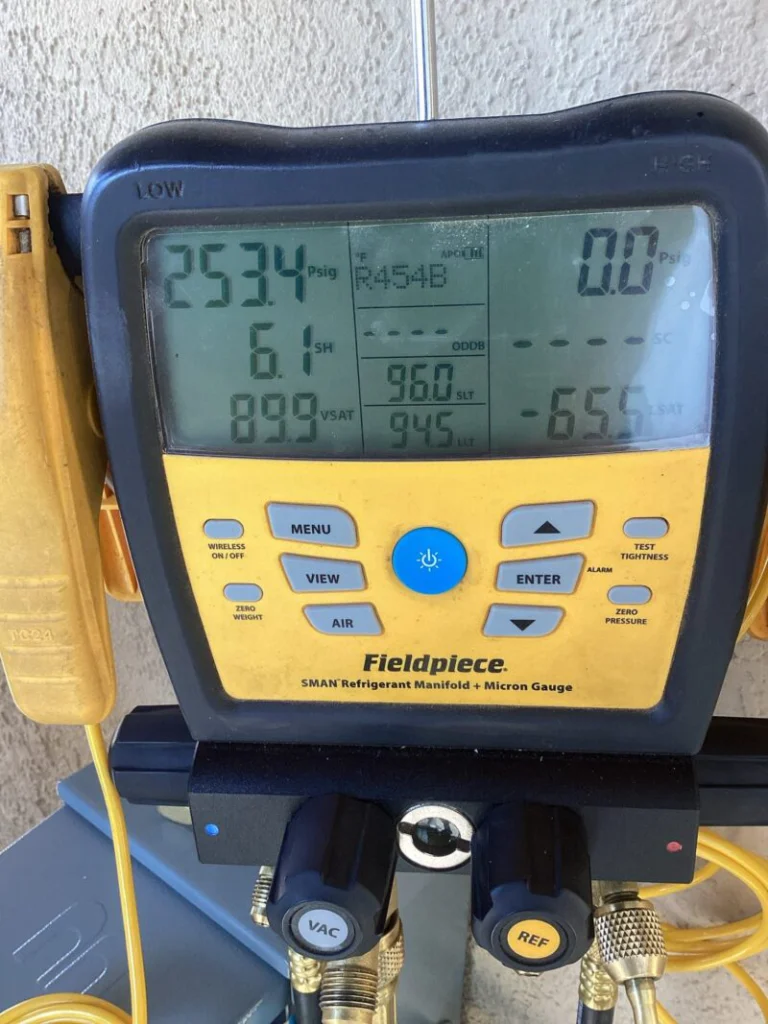 The outcome of refrigerant and charging of new system