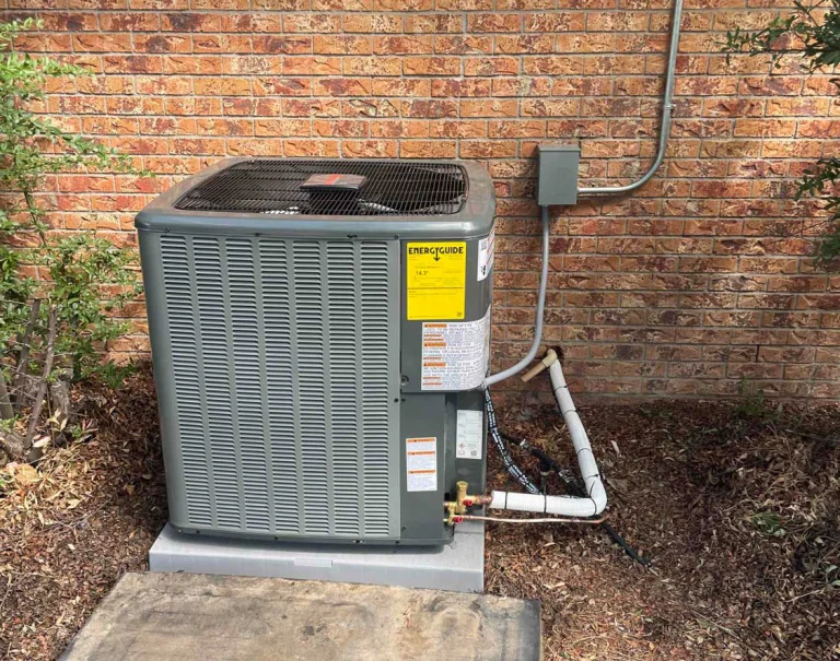 A newly installed HVAC Condenser outside the home