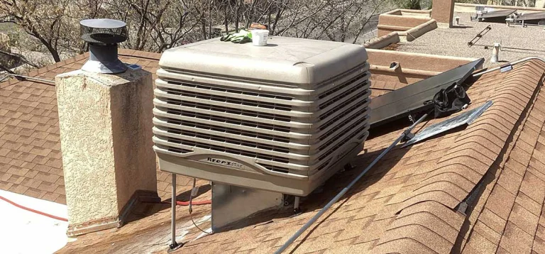 Evaporative cooler on a rooftop in Albuquerque