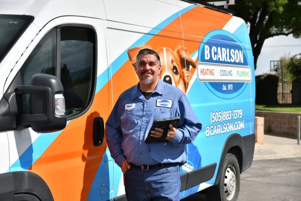 Service professional with company vehicle in Albuquerque, NM