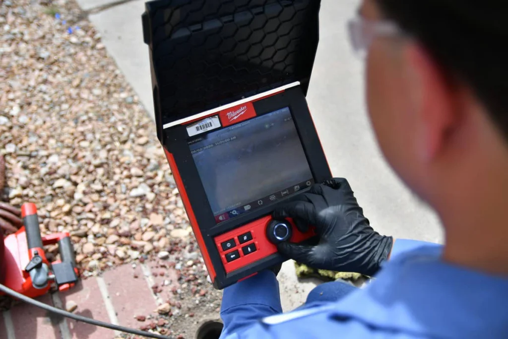 Technician using Milwaukee inspection camera in Albuquerque, NM