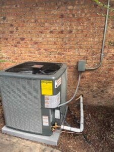 The new installed AC condenser outside a home in Albuquerque