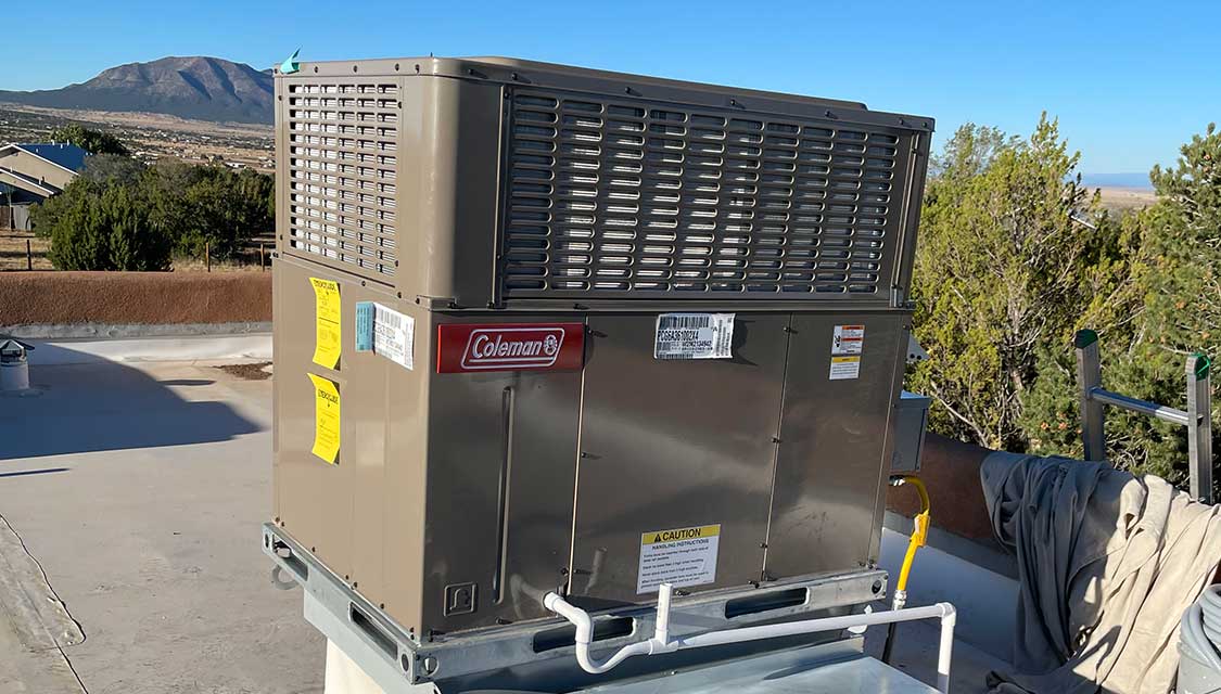 Coleman HVAC system installed on a home's roof