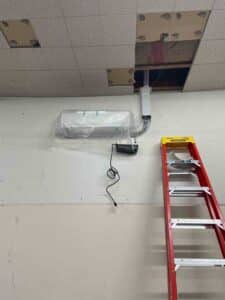 A ductless mini split head installed in the business